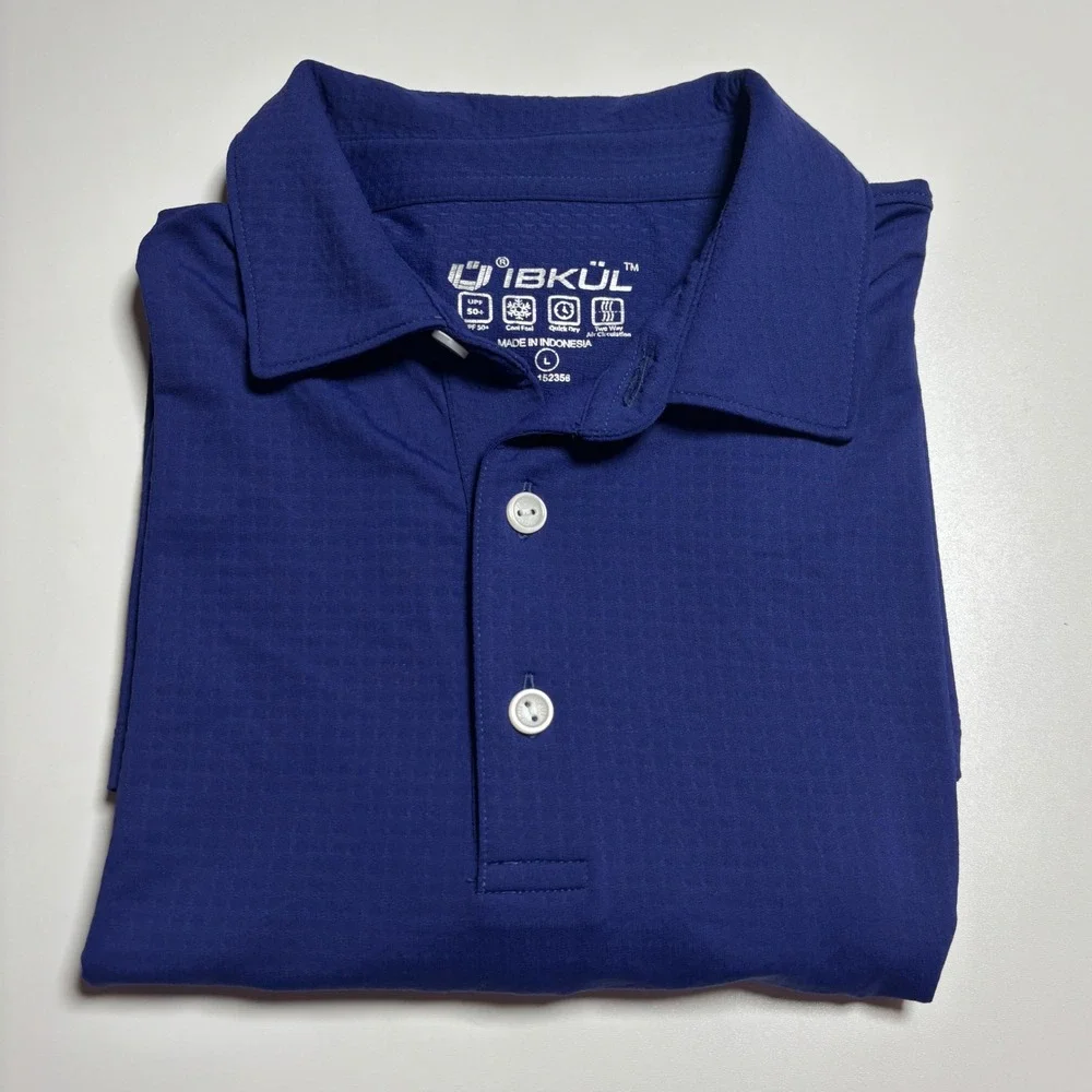 IBKUL Cooling Performance Polo Shirt Mens L UPF 50+ Navy Blue Summer Vacation